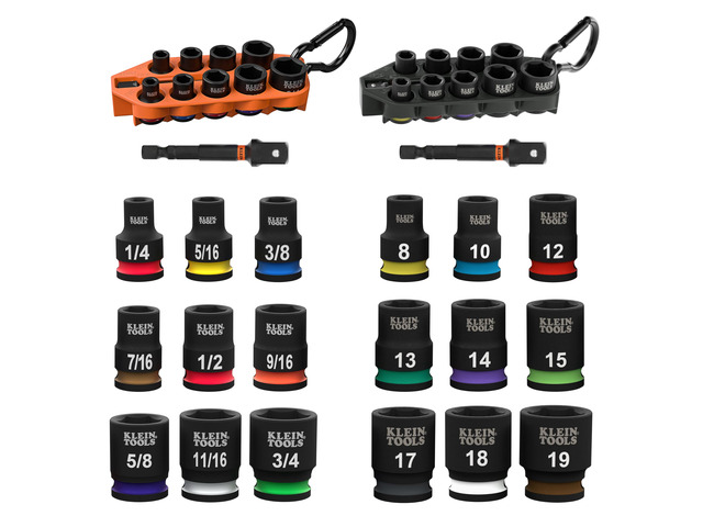80207 Grab-And-Go Impact Socket Sets, SAE and Metric, 20-Piece Set with Sleeves, Carabiners, 3/8-Inch Drive, Color-Coded, 1/4-Inch to 3/4-Inch, 8...