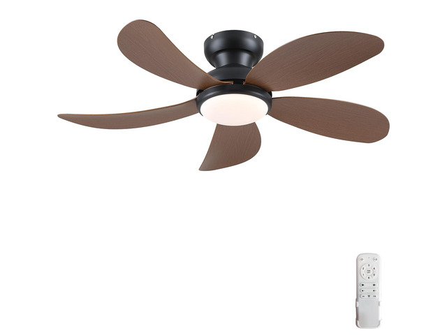 42' Brown Modern Low Profile Ceiling Fans with Lights and Remote Super Large Airflow with 6 Wind Speeds, Reversible, Dimmable 3 CCT LED, 30W...