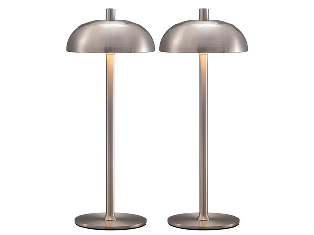 12' Cordless Table Lamps Set of 2, Nickel Modern Portable Desk Lamp LED, 3 Color Dimming, Rechargeable, Battery Operated Lights for Bedroom,...