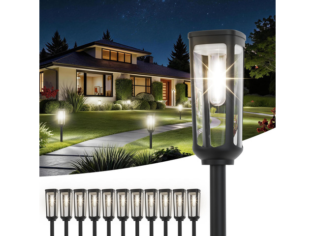 Solar Pathway Lights Outdoor Waterproof, 12 Pack Solar Walkway Lights Solar Light outdoor for Lawn Yard Garden Patio Driveway Decor Landscape, Cool...