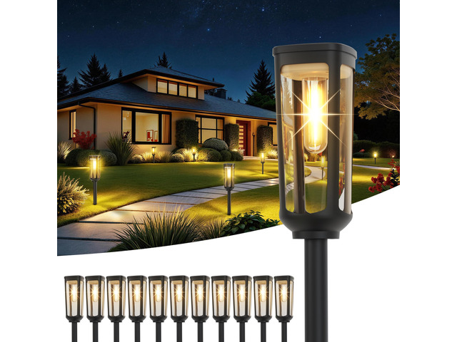 Solar Pathway Lights Outdoor Waterproof, 12 Pack Solar Walkway Lights Solar Light outdoor for Lawn Yard Garden Patio Driveway Decor Landscape, Warm...