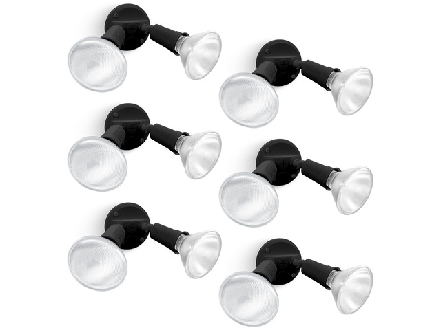 6 Pack Adjustable Twin Par Holder Outdoor Flood Lights, Switch Controlled Security Lights, Floodlights Fixture, Waterproof Exterior Max 300 Watt...