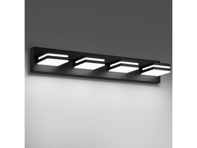 Modern LED Black Acrylic Bathroom Lights Fixtures 4-Light Wall Lighting,Vanity Lights for Bathroom Over Mirror 6000K 350°RotateNo Assembly Required