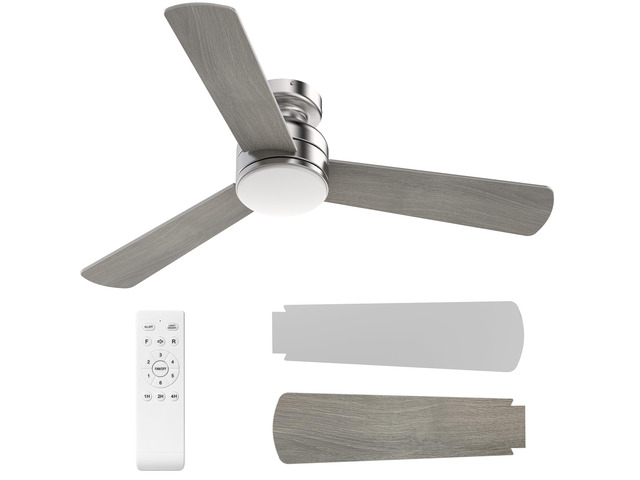 Ceiling Fans with Lights, 42' Modern Low Profile Ceiling Fan with Light and Remote Control, 3CCT, 6 Speeds Reversible DC Motor, Noiseless, Nickel...