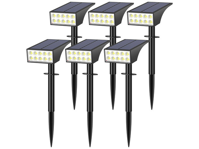 Solar Lights Outdoor Waterproof IP65, Landscape Lights, 6 Pack, Cool White IP65 Waterproof, Auto On/Off LED Powered Yard Garden Flood Solar Light...