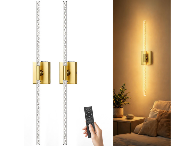 Battery Operated Wall Sconces Set of 2, 10000mAh, Gold Bubble crystal inspired bubble wall lamp wireless, Remote control & 360Â° Rotate, for Bedroom...