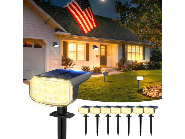Solar Spotlights Outdoor Waterproof with Focus Beam, 8 Pack Solar Spot Lights, 2 Lighting Modes, Solar Lights for Yard Garden Lawn Landscape...