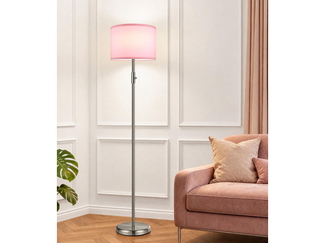 Floor Lamp Simple Design with Shade, Small Tall Lamps for Living Room Bedroom Office Dining Room Kitchen-Nickel