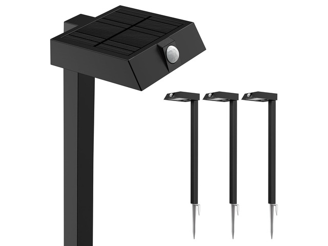 Solar Pathway Lights, 4 Pack Metal Motion Sensor Outdoor Lights 300LM Bright Landscape Lights, All-Night Lighting, IP65 Waterproof Garden Light for...