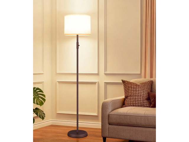 Floor Lamp Simple Design with Shade, Small Tall Lamps for Living Room Bedroom Office Dining Room Kitchen-Matte Brown