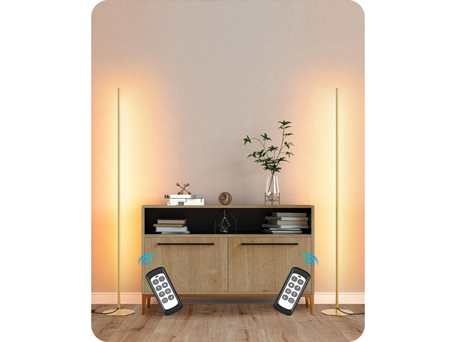 2 Pack 57.5 Corner Lamp with Remote, 7 CCT Adjustable & Dimmable 2700-6000K, Sturdy Base, LED Modern Floor Lamp for Bedroom, Living Room, Home...