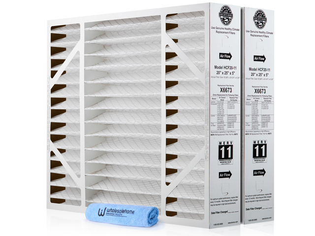 Lennox X6673 20x25x5 Air Filter MERV 11 HVAC AC Furnace Filters, Lennox Filter for Home with Cleaning Cloth, 2-Pack (Actual Size: 19.75 x 24.75 x...