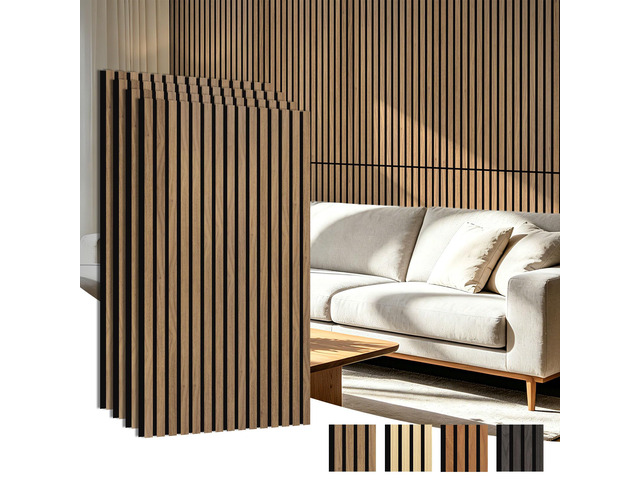 47 x 23.6 Inch Acoustic Wood Slat Wall Panel, 4-Pack, Deep Walnut Lightweight, Noise Reduction, Crack Resistant, Sustainable, Easy Installation,...