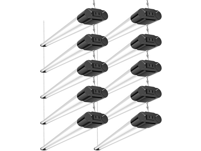 10 Pack 4FT LED Shop Light, 6500K, 40W=250W, 4400LM, 4 Linkable 48Inch Integrated Utility Fixture, Surface & Hanging Mount, Super Bright Shop Lights...