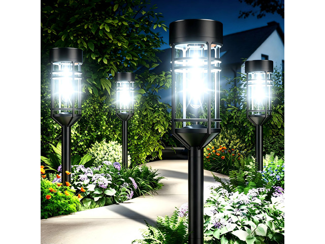 Amzarp 12 Pack Solar Garden Lights, Outdoor Bright LED Solar Pathway Lights IP65 Waterproof Rugged Shatterproof Auto On/Off for Landscape Garden...