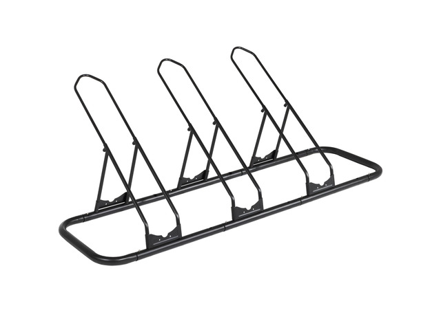 Bicycle Floor Parking Rack Stand - for Mountain MTB Road Bike - Indoor Home Garage Storage - Adjustable for 3 Fat Bikes