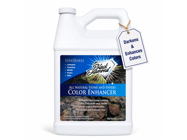 Color Enhancer Sealer for All-Natural Stone and Pavers. Marble, Travertine, Limestone, Granite, Slate, Concrete, Grout, Brick, Block. (1 Gallon)