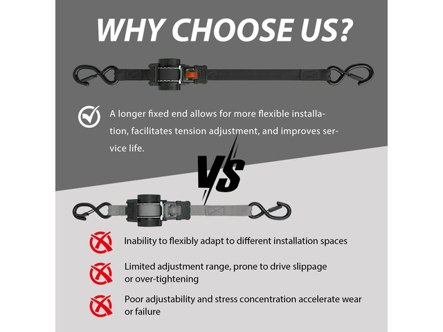 Retractable Ratchet Straps 1' x 13 Ft, Bolt-On, 1,800 Lbs, Black, 2 Pack Heavy Duty Tie Downs, Auto Self Retracting Design, Secure Cargo, For...