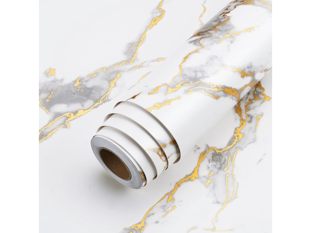 Kitchen Counter Top Peel and Stick Waterproof 24 x 317 Inch Thick White Marble Contact Paper Peel and Stick Marble Countertop Wallpaper for...