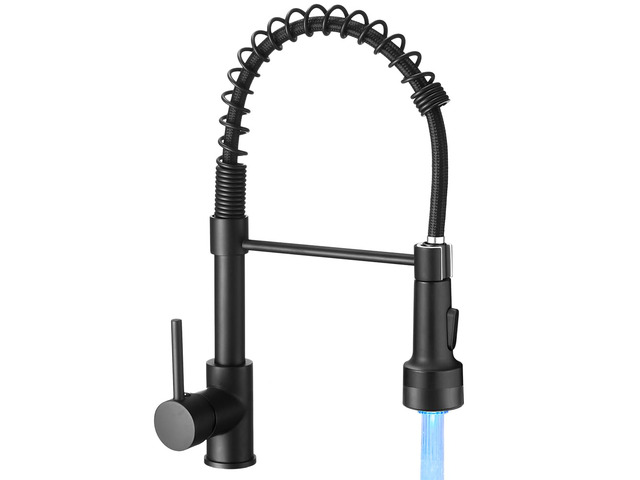 Kitchen Faucet with Pull Down LED Light Sprayer Black Stainless Steel NSF Certified,1 Handle Faucet,Farmhouse Camper Laundry Utility Rv Wet Bar...
