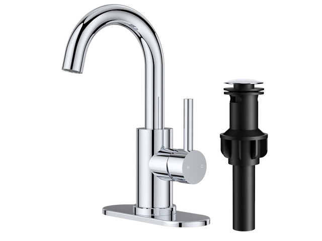 Bathroom Faucet 1 Hole Single Handle Vanity Sink Faucet Chrome with 6-inch Deck Plate for 1 or 3 hole(4-inch centerset)Sink Setup, Supply Lines and...