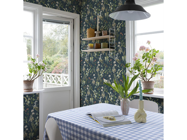 Vintage Floral Peel and Stick Wallpaper 1200' x 17.3' Blue Botanical Contact Paper, Self Adhesive Removable Waterproof Wall Paper, Renter Friendly,...