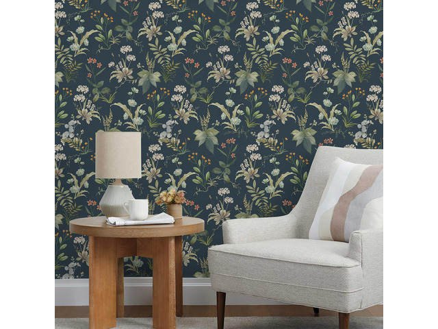 Vintage Floral Peel and Stick Wallpaper 800' x 17.3' Blue Botanical Contact Paper, Self Adhesive Removable Waterproof Wall Paper, Renter Friendly,...