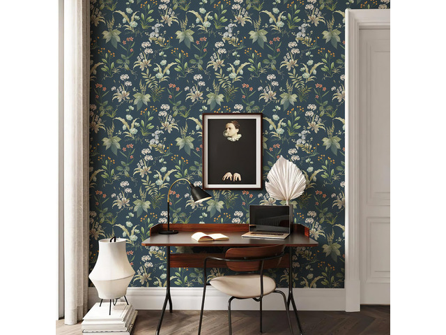 Vintage Floral Peel and Stick Wallpaper 480' x 17.3' Blue Botanical Contact Paper, Self Adhesive Removable Waterproof Wall Paper, Renter Friendly,...