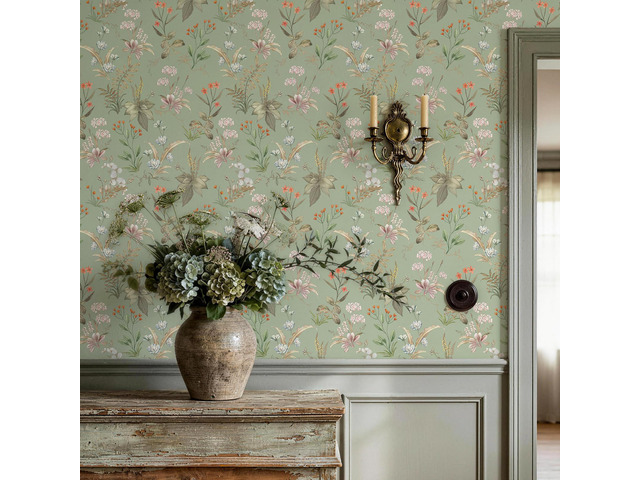 Vintage Floral Peel and Stick Wallpaper 800' x 17.3' Sage Green Botanical Contact Paper, Self Adhesive Removable Wall Paper, Renter Friendly,...