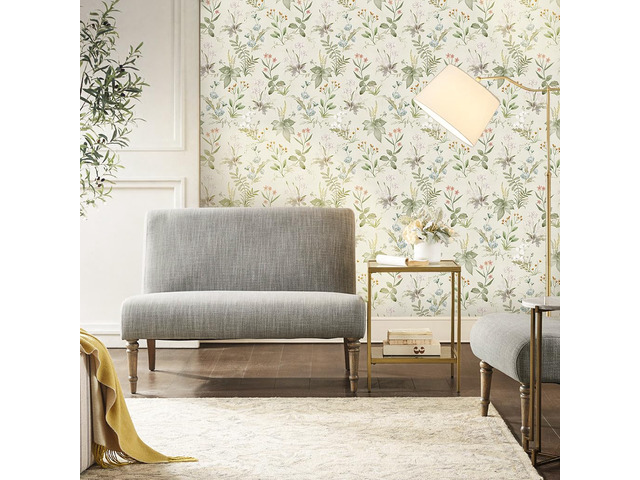 Vintage Floral Peel and Stick Wallpaper 17.3' x 800' Beige Botanical Contact Paper, Self Adhesive Removable Waterproof Wall Paper, Renter Friendly,...