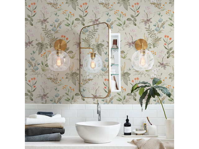Vintage Floral Peel and Stick Wallpaper 17.3' x 480' Beige Botanical Contact Paper Self Adhesive Removable Waterproof Wall Paper, Renter Friendly,...