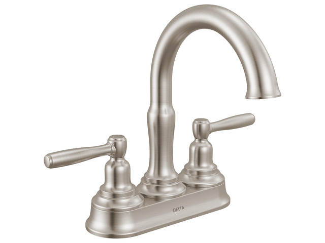 Roe Centerset Brushed Nickel Bathroom Faucet, 4 Inch 3 Hole Bathroom Sink Faucet for Vanity, Push-Pop Drain Assembly, Stainless 25985LF-SS