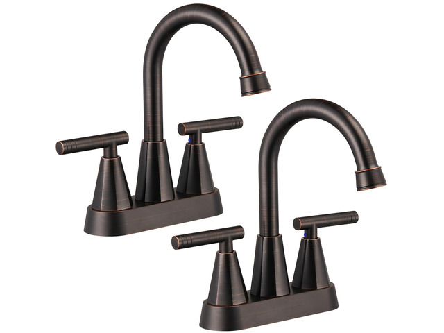 Bronze Bathroom Faucets, Centerset Bathroom Sink Faucet, 2 Pack 4 Inch with Pop Up Drain and Supply Hoses, 2 Handle Stainless Steel Faucet for...
