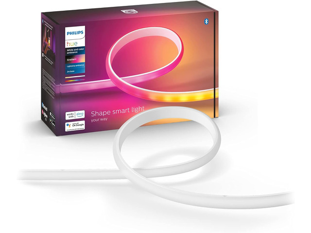 Indoor 6-Foot Smart LED Light Strip Base Kit with Plug - Flowing Multicolor Effect - 1 Pack - Control with Hue App - Compatible with Alexa, Google...