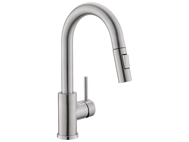 Bar Sink Faucet Single Hole with Pull Down Sprayer Brushed Nickel Hot and Cold Prep Wet Sink Faucet Single Handle