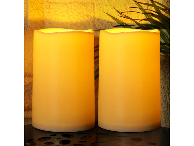 6' x 9' Extra Large Outdoor Waterproof Candle with Auto 6H Timer LED Flickering Pillar Candle Battery Operated for Lanterns, Ivory Plastic Made, No...