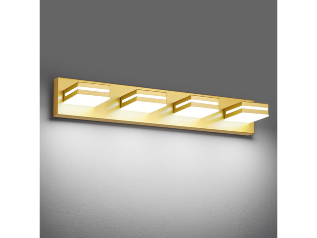 Modern LED Gold Acrylic Bathroom Lights Fixtures 4-Light Wall Lighting,Vanity Lights for Bathroom Over Mirror 6000K 350°RotateNo Assembly Required