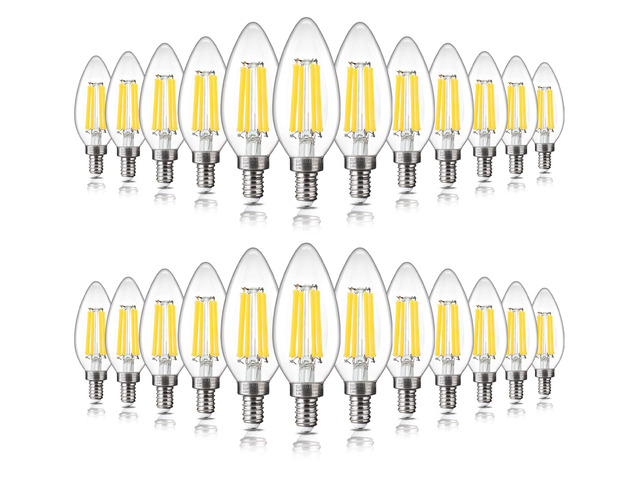 24 Pack Chandelier Light Bulbs 100 Watt Equivalent, 800LM Bright Dimmable LED Light Bulb, E12 Base, 5000K Daylight White, B11 Type, 5.5W, Ideal for...
