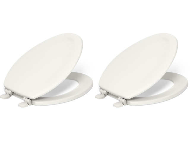 4647-96 Stonewood Toilet Seat Elongated,Wood Toilet Seat, Elongated Toilet Seat for Standard Toilets, Toilet Lid, Biscuit (Pack of 2)