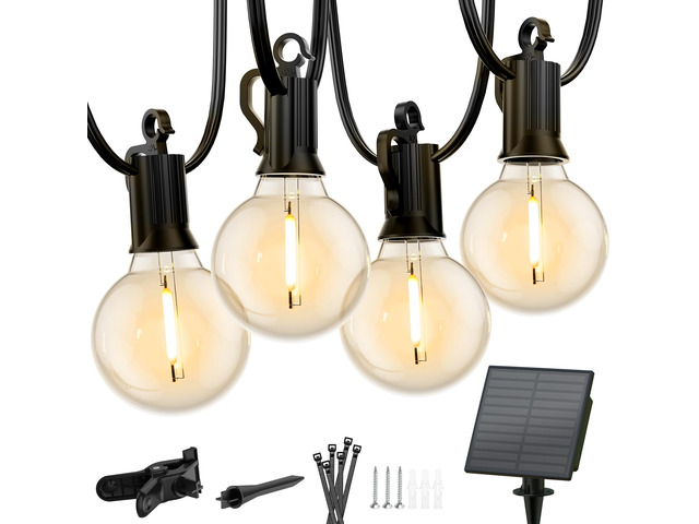 158FT Solar String Lights Outdoor Waterproof Solar Powered Patio Lights with Cable Ties and Hooks, 75 LED Shatterproof Bulbs, Commercial Hanging...