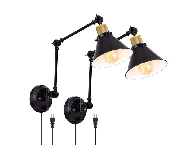 Plug in Wall Sconces, Dimmable Wall Sconce Swing Arm Wall Lights Plug in, Adjustable Wall Mounted Light Wall Lights with 6FT Plug in Cord, E26...