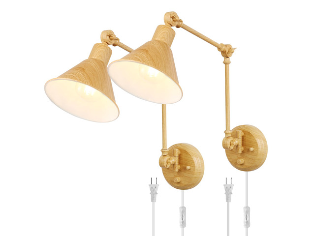 Wall Sconces Plug in, Dimmable Wall Sconces Set of 2 Swing Arm Wall Lights Plug in Wall Mounted Light Industrial Wall Lights with 6FT Plug in Cord,...