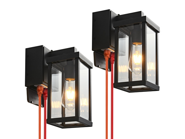 Porch Lights with GFCI Outlets Dusk to Dawn Outdoor Wall Lights Waterproof Exterior Lighting Fixtures Modern Outside Lights Wall Mount for House...