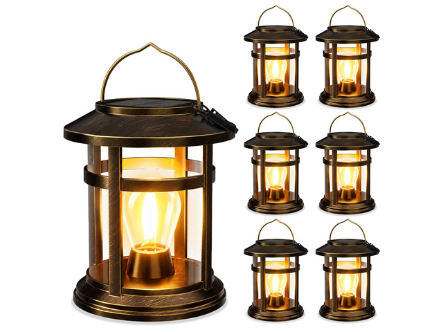 Solar Lantern Outdoor Waterproof, 6 Pack Bright Hanging Solar Lights for Outside Decorative, Upgraded Solar Powered Lanterns LED Lighting for...