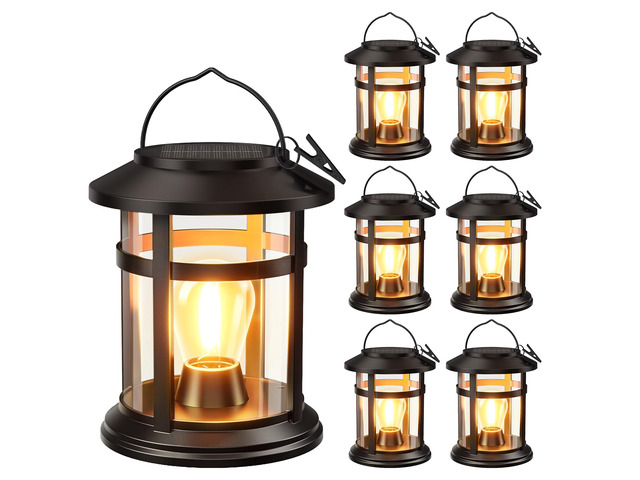 Solar Lantern Outdoor Waterproof, 6 Pack Bright Hanging Solar Lights for Outside Decorative, Upgraded Solar Powered Lanterns LED Lighting for...