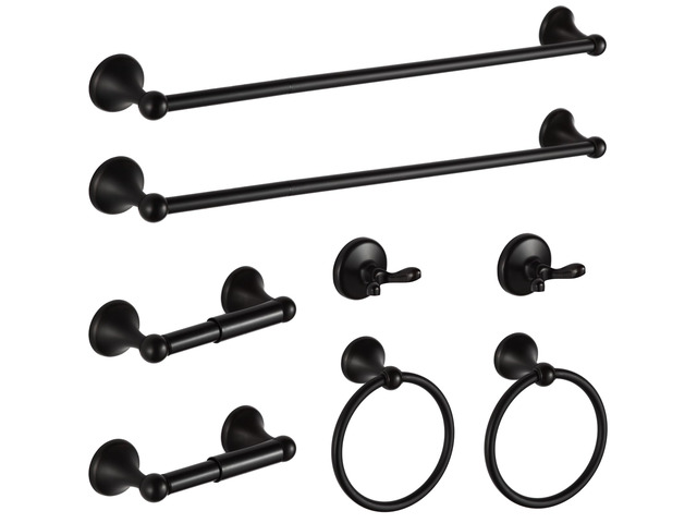 Bathroom Hardware Set Oil-Rubbed Bronze Bath Towel Bars Adjustable Expandable Bathroom Accessory Set Towel Racks 8-Pieces Wall Mount