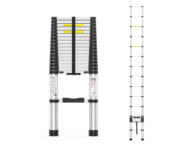 2026 New 9.8FT Telescoping Ladder 330lb Capacity Heavy-Duty Aluminum Anti-Slip Steps, Secure Attic Access, Roof And Home Renovation Use, Heavy-Duty...