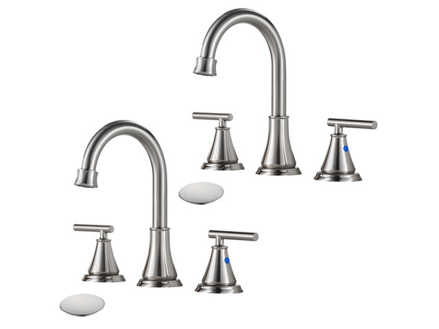 Widespread Bathroom Faucet 3 Hole, Brushed Nickel Faucet with Pop-up Drain Multi-Certified Reliable Faucet with Detachable Faucet Aerator Widely...