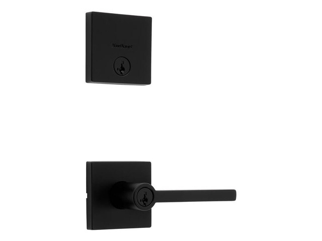 Halifax Keyed Entry Lever and Single Cylinder Deadbolt Combo Pack featuring SmartKey in Matte Black