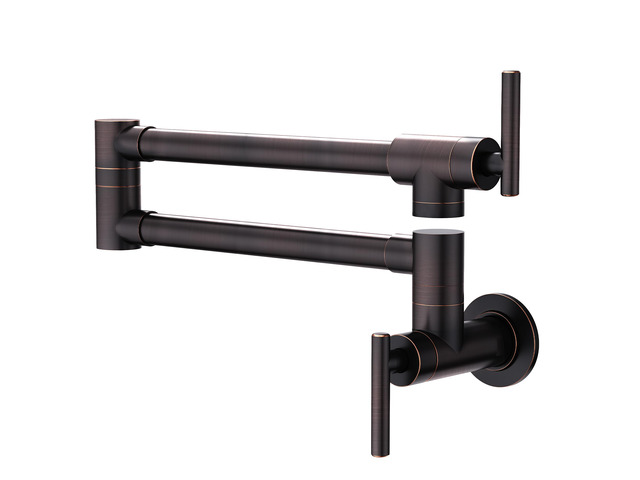 Pot Filler Oil Rubbed Bronze Kitchen Stove Faucet 26.6 inch Pot Filler Faucet Wall Mount with Double Joint Swing Arm Two Handles NPT